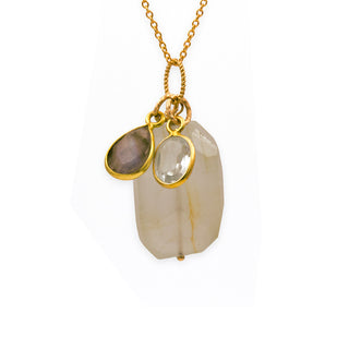 MOROKA Aquamarine, Labradorite, and Blue Topaz Pendant