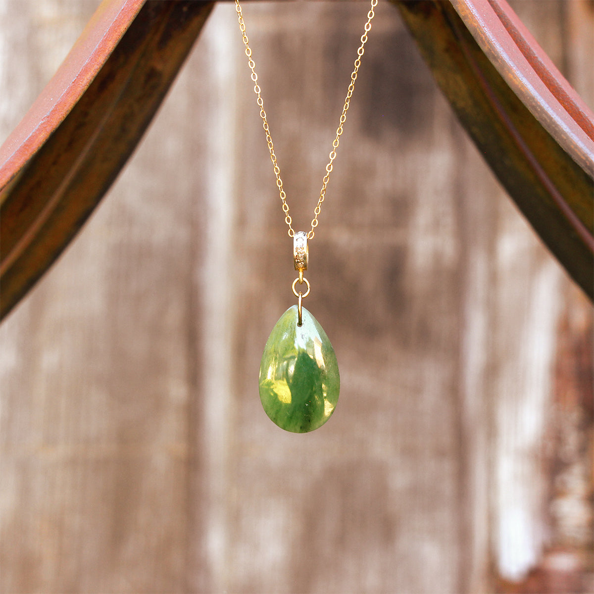 MOROKA Jade Pendant with Pave Diamond Bail