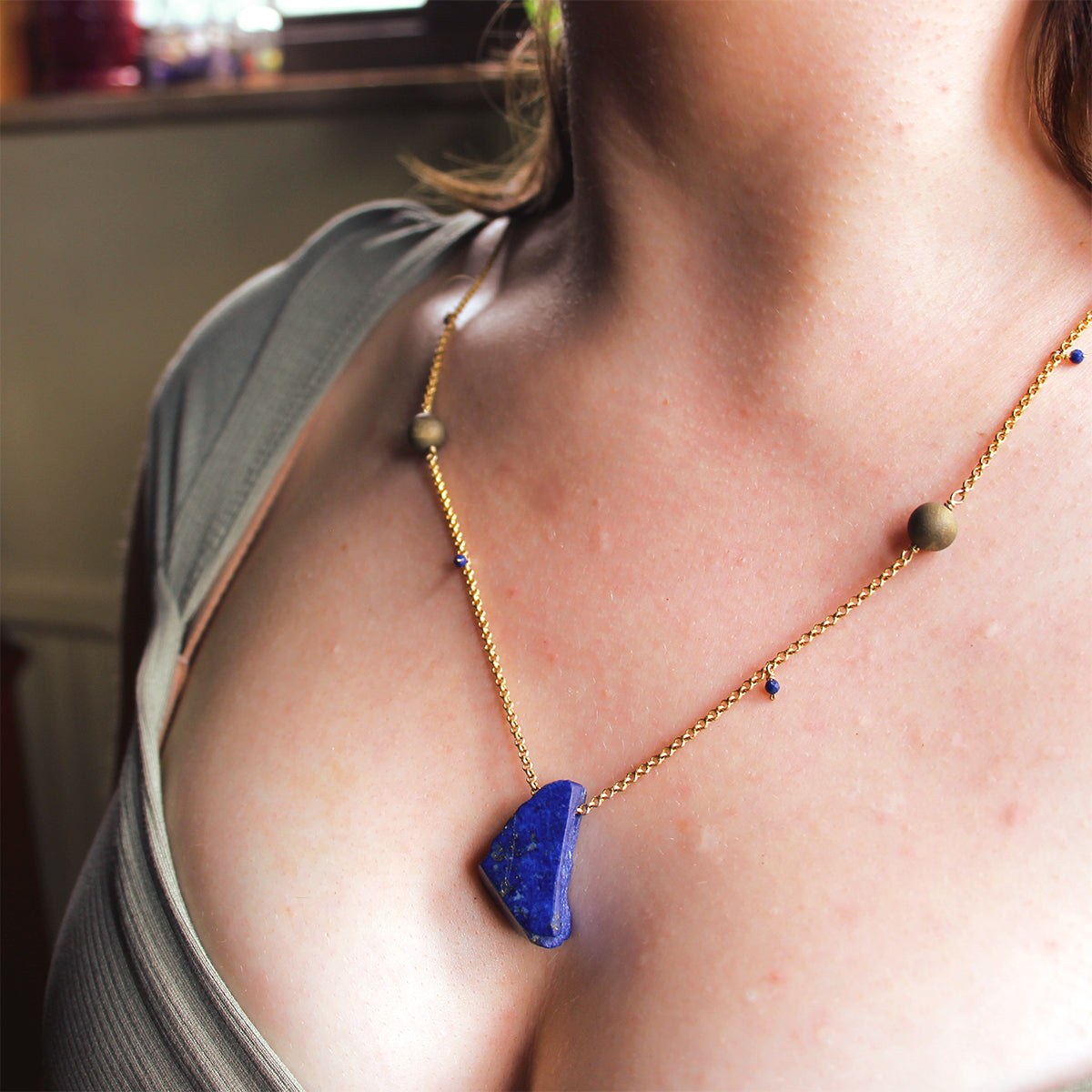 MOROKA Lapis and Druzy Necklace