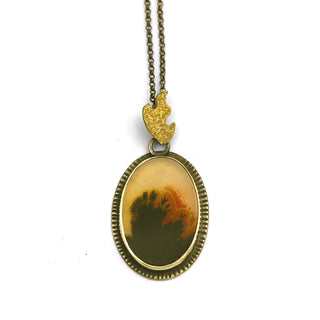 Susan Fauman Sterling Silver and 24K Gold Dendritic Agate ‘Divine Fire’ Necklace