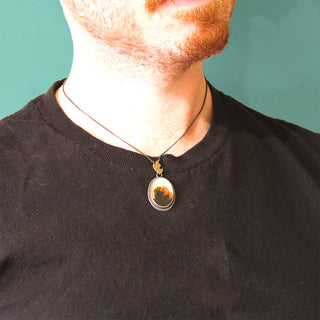 Susan Fauman Sterling Silver and 24K Gold Dendritic Agate ‘Divine Fire’ Necklace