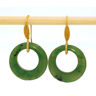 22/18K Yellow Gold Nephrite Jade Earrings