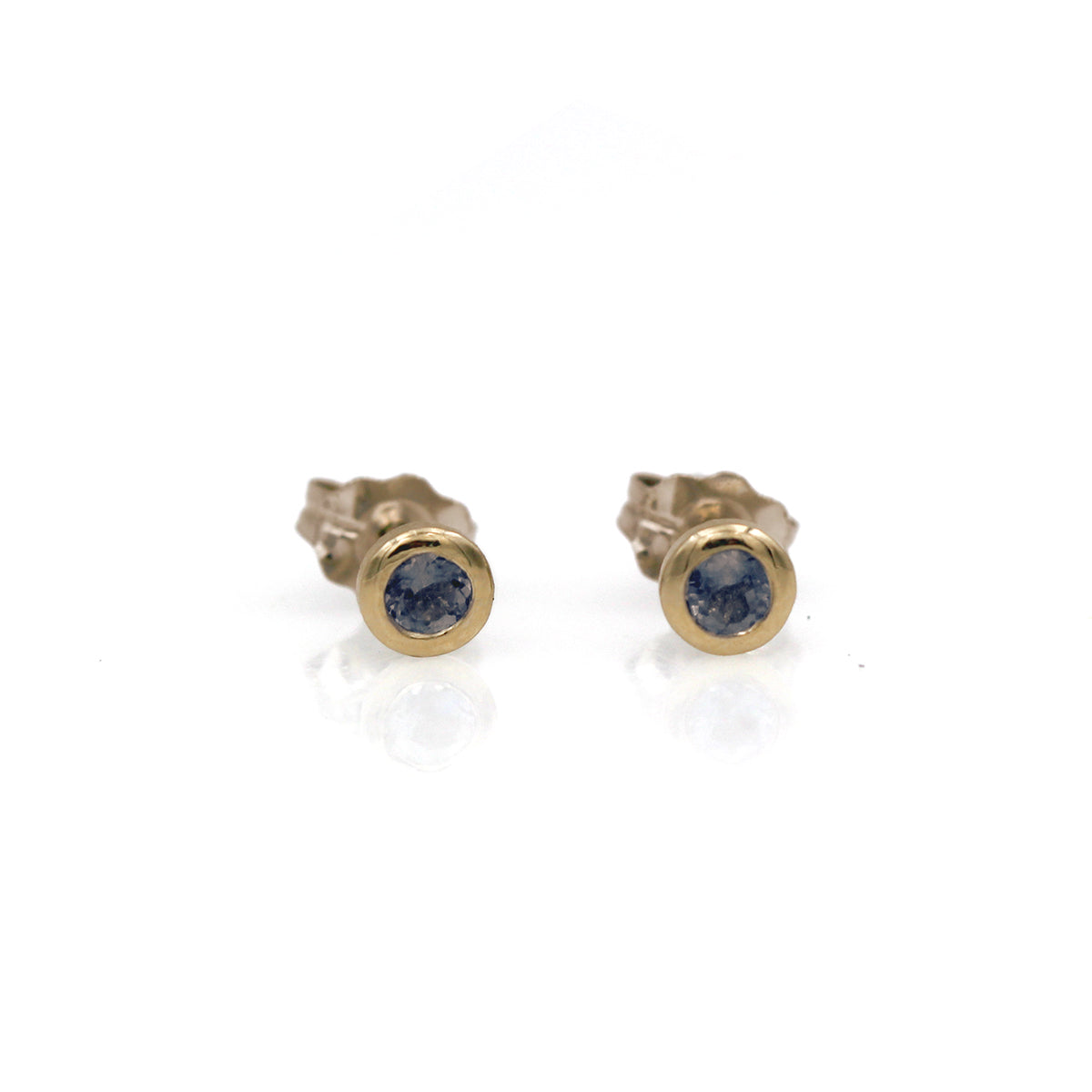 14K White Gold Aquamarine Bezel Martini Stud Earrings