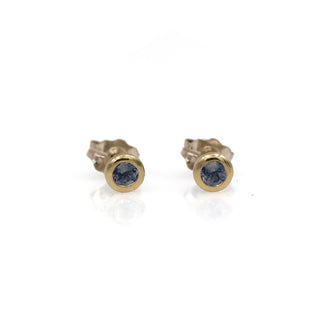 14K White Gold Aquamarine Bezel Martini Stud Earrings
