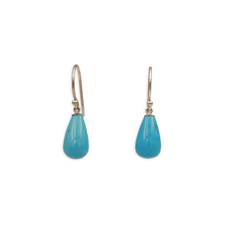 14K White Gold Sleeping Beauty Turquoise Drop Earrings
