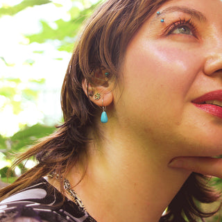 14K White Gold Sleeping Beauty Turquoise Drop Earrings