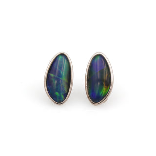 Sterling Silver Opal Triplet Stud Earrings