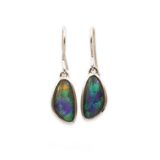 Sterling Silver Opal Triplet Dangle Earrings