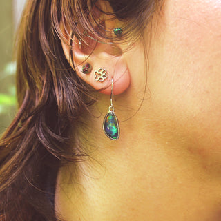 Sterling Silver Opal Triplet Dangle Earrings