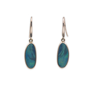 Sterling Silver Opal Doublet Dangle Earrings