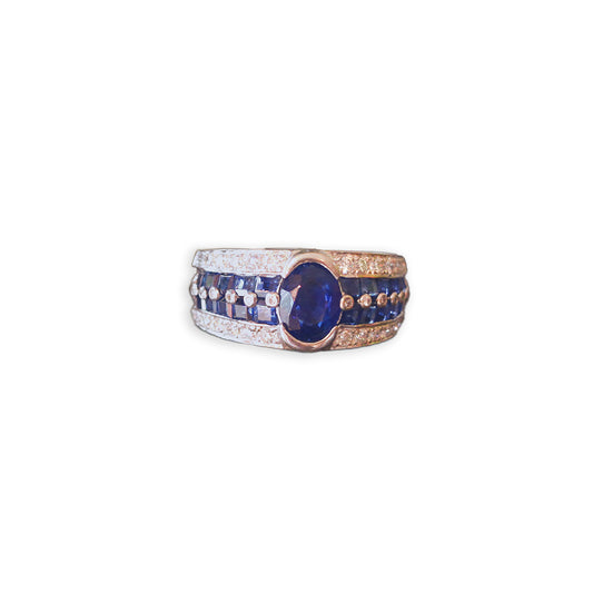 Platinum Sapphire and Diamond Fashion Ring