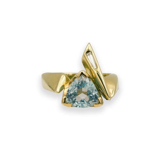 14K Yellow Gold, Topaz, and Diamond Fashion Ring
