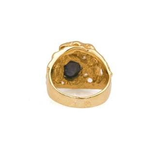 14K Yellow Gold Sapphire and Diamond Nugget Ring