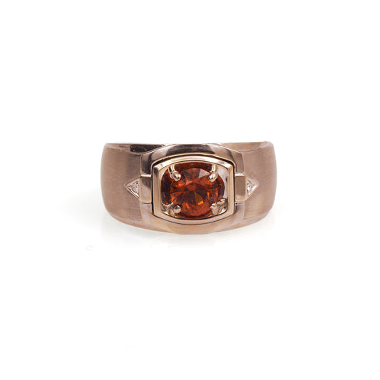 Estate 18K White Gold, Spessartine Garnet, and Diamond Fashion Ring