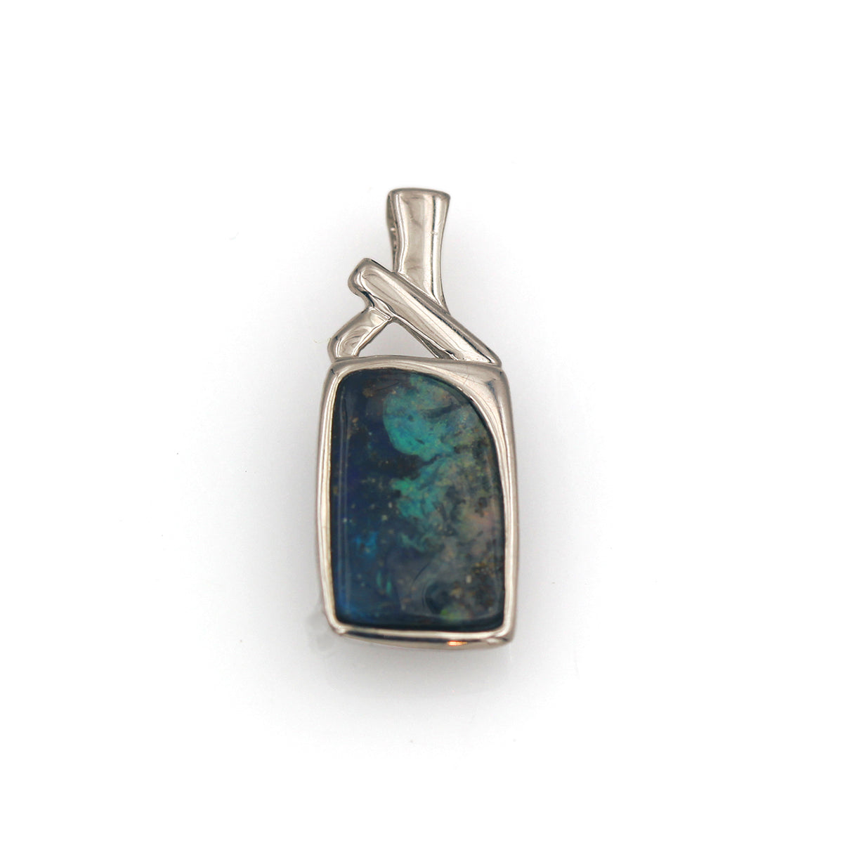 Sterling Silver Boulder Opal Rectangle Pendant