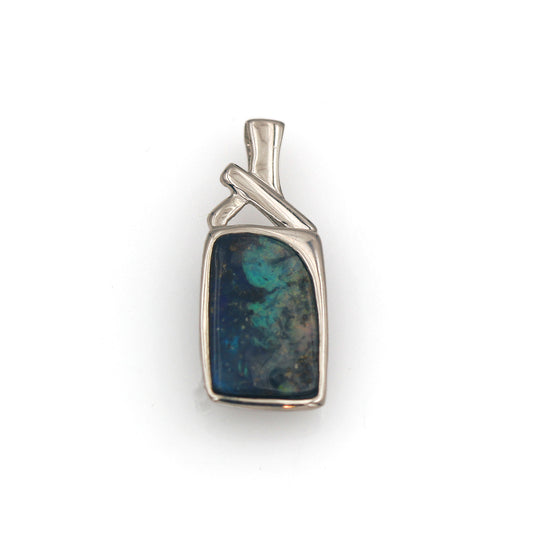Sterling Silver Boulder Opal Rectangle Pendant