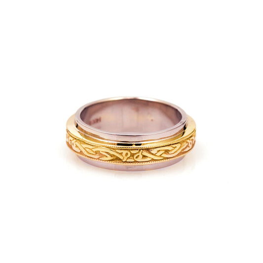 14K Yellow and White Gold Celtic ‘Heron’ Wedding Band