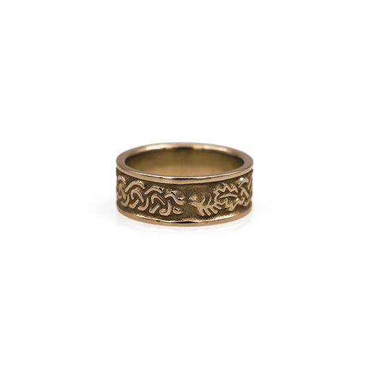 14K White Gold Celtic Cypress and Oak Wedding Band