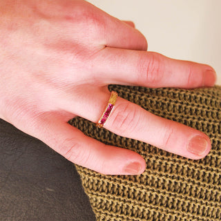 14K Yellow Gold Ruby 'Celtic Heron' Ring