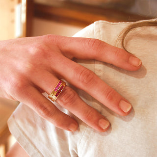 14K Yellow Gold Ruby 'Celtic Heron' Ring