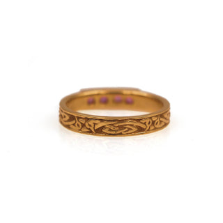 14K Yellow Gold and Pink Sapphire ‘Celtic Heron’ Ring