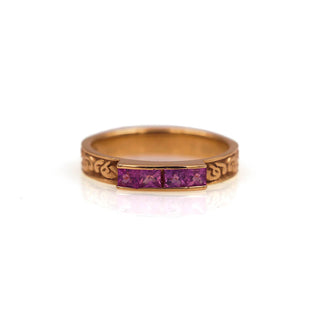 14K Yellow Gold and Pink Sapphire ‘Celtic Heron’ Ring