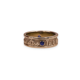 14K White Gold and Sapphire Italian Poesy Ring