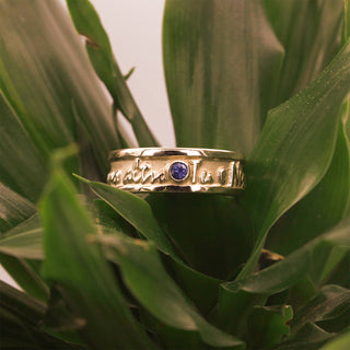 14K White Gold and Sapphire Italian Poesy Ring