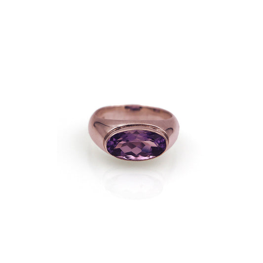 Sleek Sterling Silver and Amethyst Ring