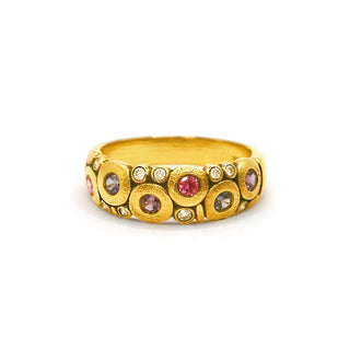 Alex Sepkus 18k Gold, Sapphire, and Diamond 'Candy' Dome Ring