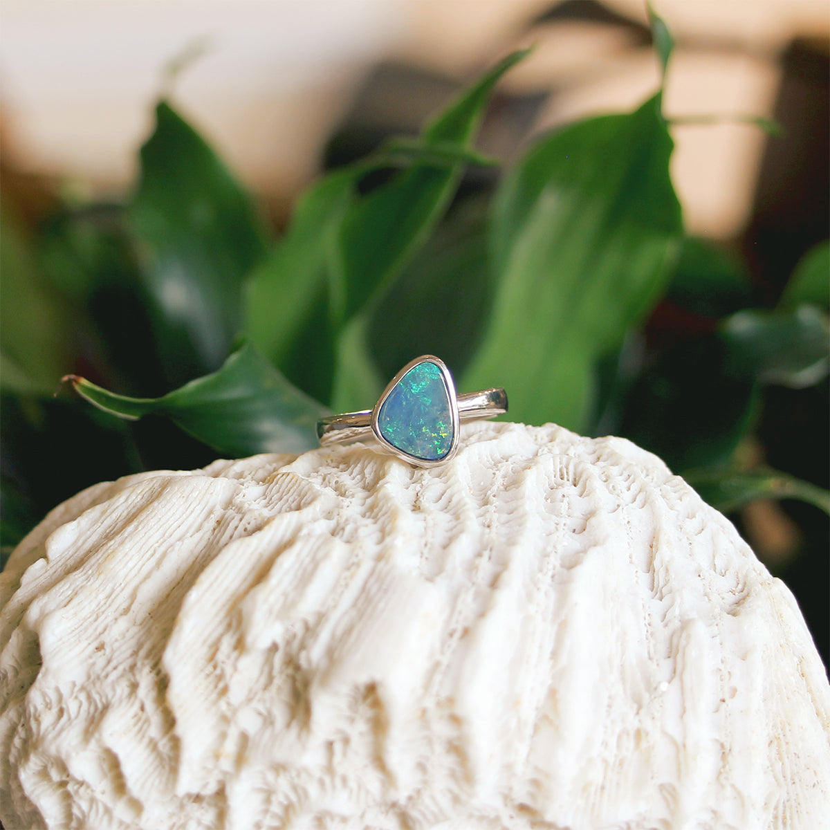 Sterling Silver Opal Doublet Ring