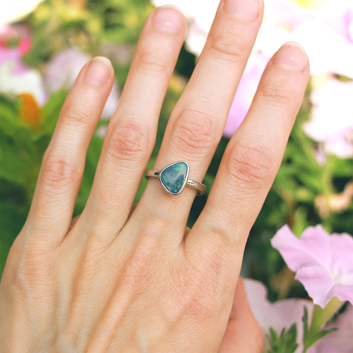 Sterling Silver Opal Doublet Ring