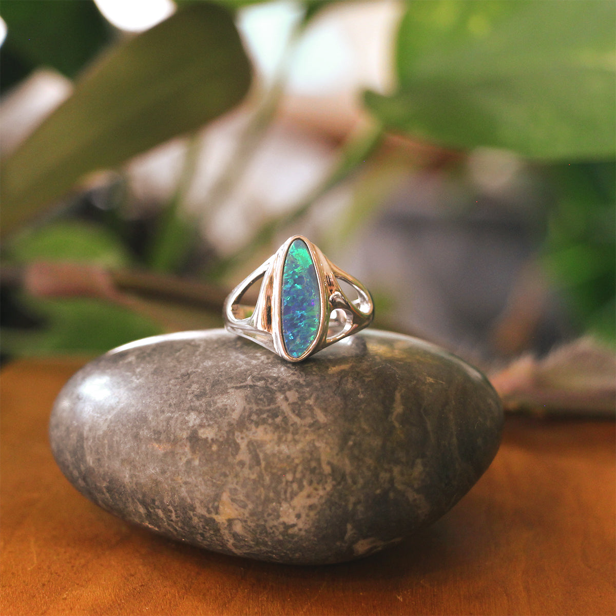 Sterling Silver Opal Doublet Ring