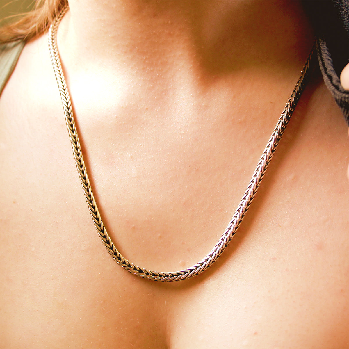 Yozakura Forge Argentium Silver Square Foxtail Necklace