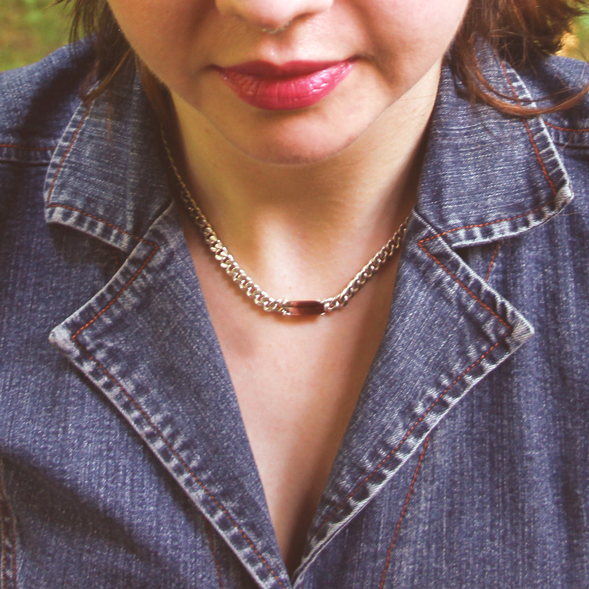 Yozakura Forge Argentium Silver and Tourmaline Cuban Necklace