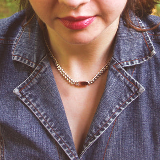 Yozakura Forge Argentium Silver and Tourmaline Cuban Necklace