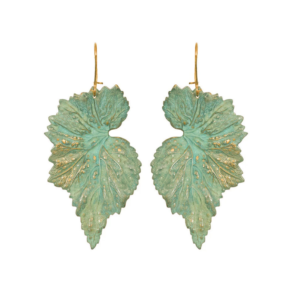 We Dream In Colour Brass Begonia Leaf Earrings