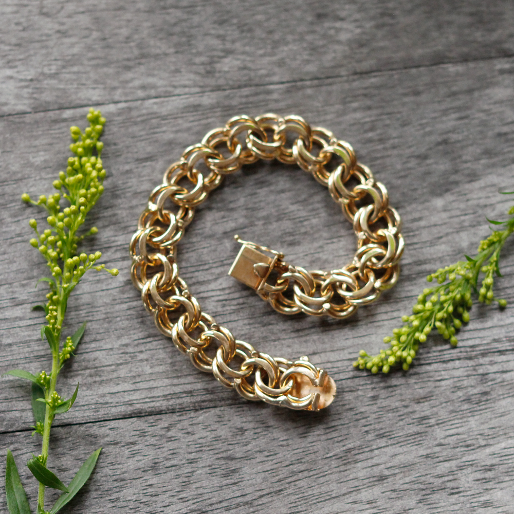 Mod 14K Yellow Gold Double Link Bracelet