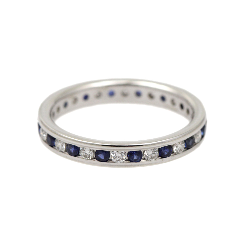 14K White Gold Diamond and Sapphire Eternity Band