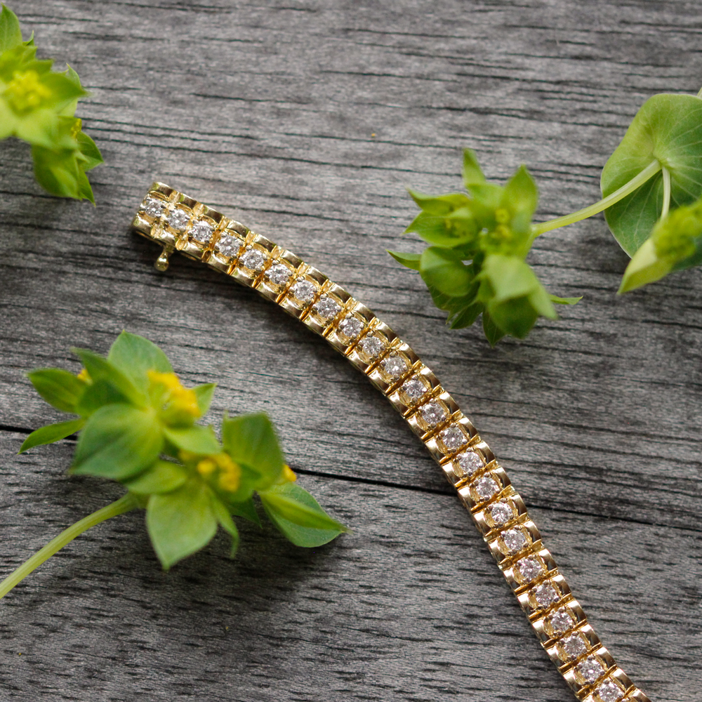 14K Yellow Gold Diamond Tennis Bracelet