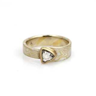 Chris Ploof 18K Yellow Gold and Silver Diamond Maple Ring