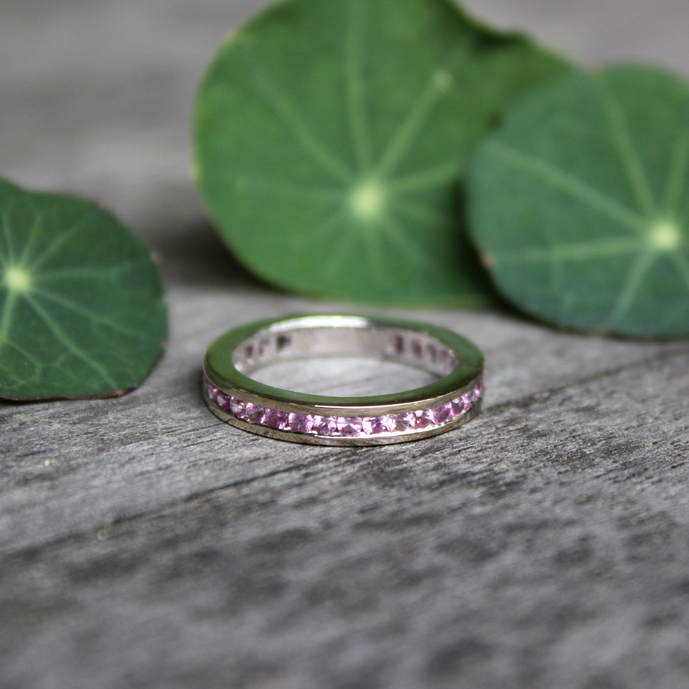 18K White Gold Pink Sapphire Eternity Band