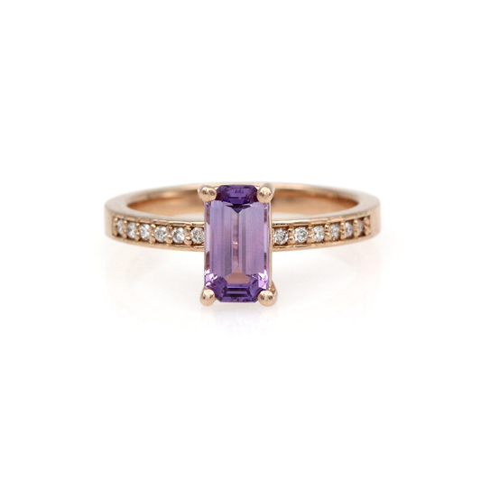 Arte*Vitta 18K Rose Gold, Diamond, and Sapphire 'Far Rockaway' Ring