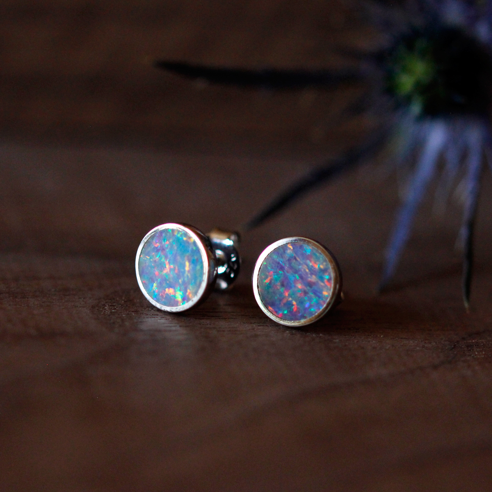 Sterling Silver Opal Doublet Earrings