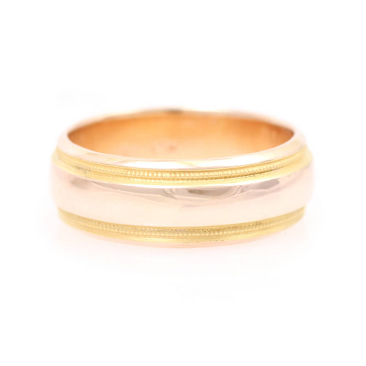 14K Rose and Yellow Gold Milgrain Wedding Band