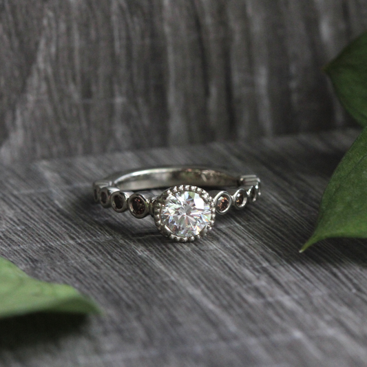 White & Cognac Diamond Ring