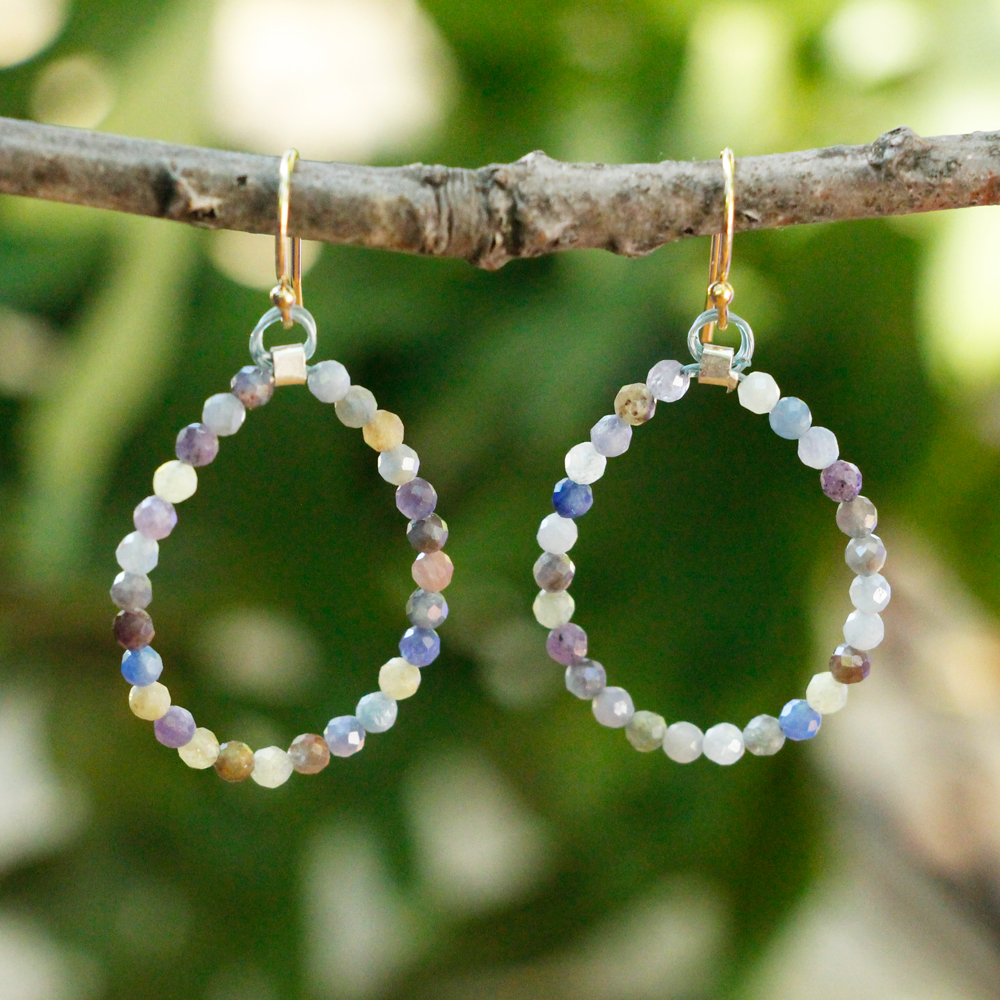 MOROKA Sapphire Beaded Small Loop Earrings