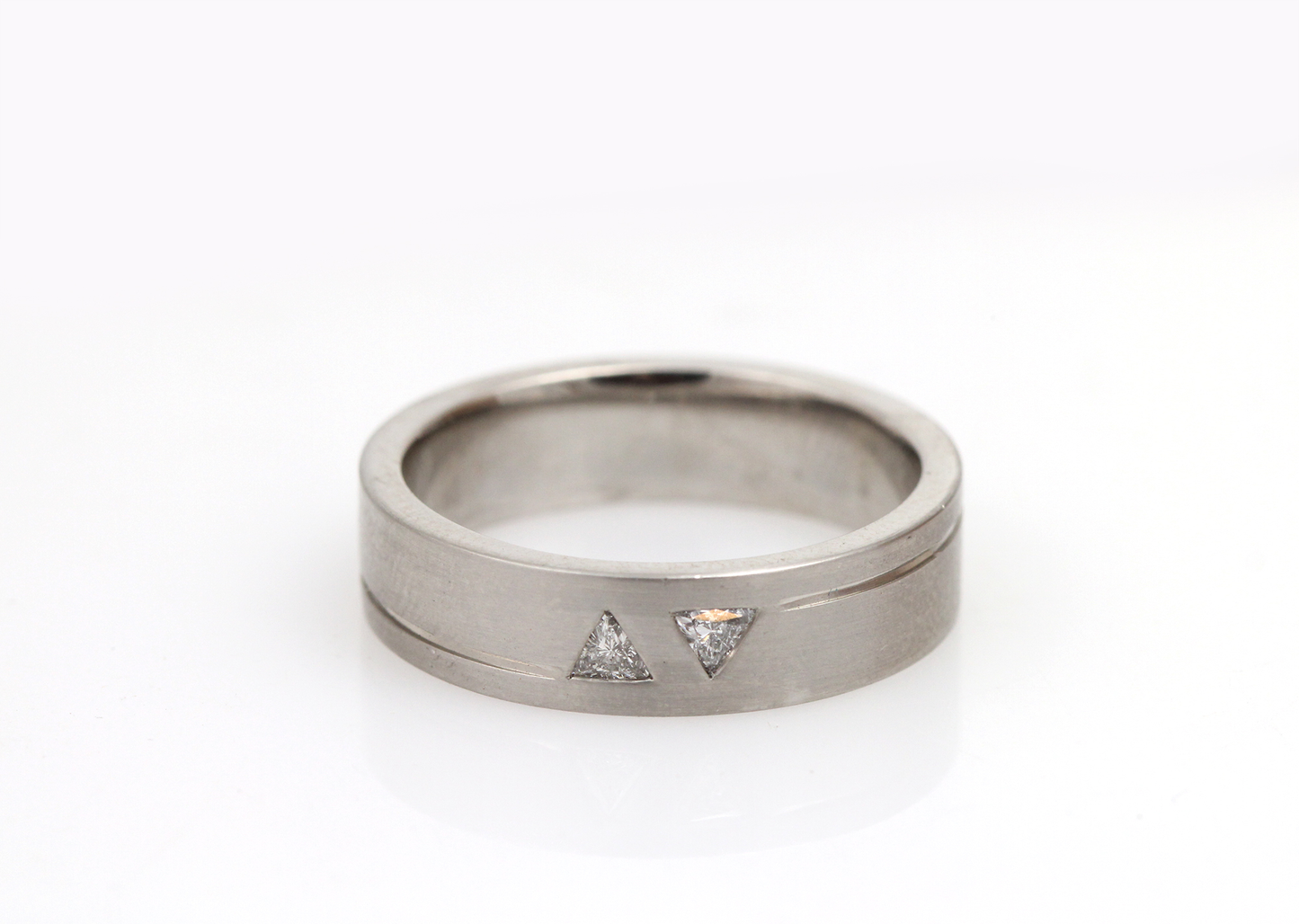 Palladium Triangle Diamond Ring