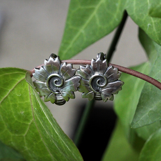 Wendel x Georg Jensen Sterling Silver Floral Clip On Earrings No. 102