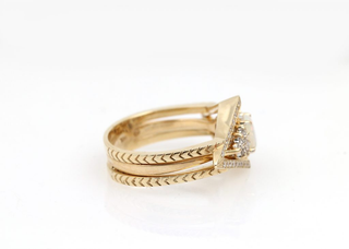 Opal and Diamond Chevron Soldered Ring Suite